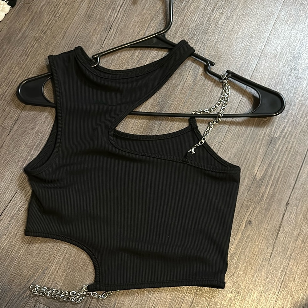 black tank with chain straps